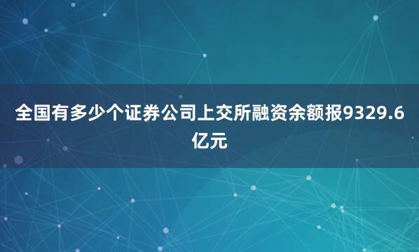 全国有多少个证券公司上交所融资余额报9329.6亿元