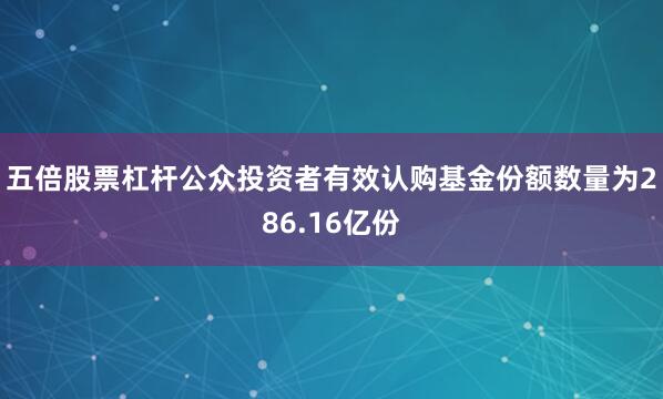 五倍股票杠杆公众投资者有效认购基金份额数量为286.16亿份